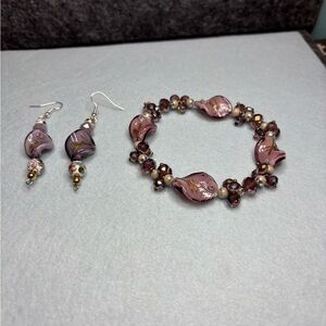 Glass beaded bracelet &earrings